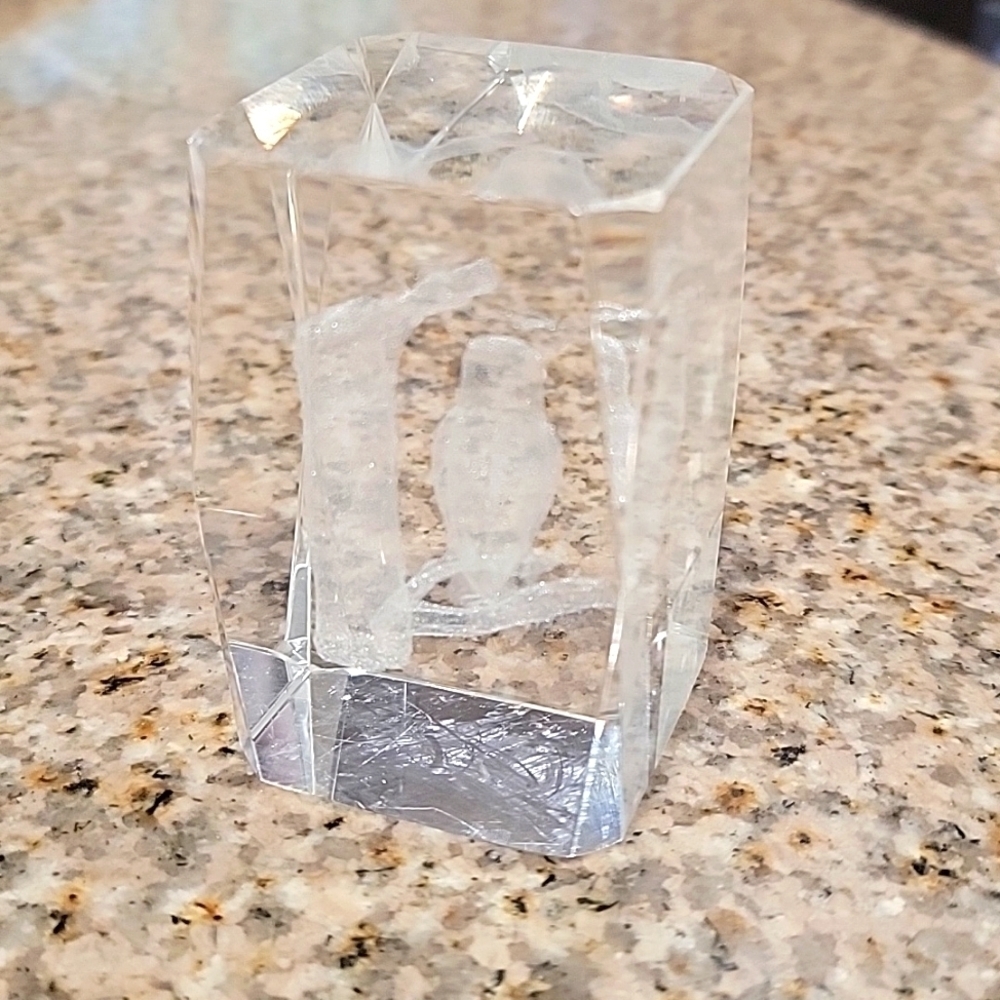 ✨️ Paperweight Glass Etched with Owl For Lighted Display 2" X 3 1/8